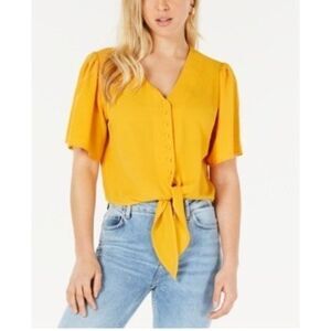 Size Large Gypsies Moondust Tie-Front Gold Blouse